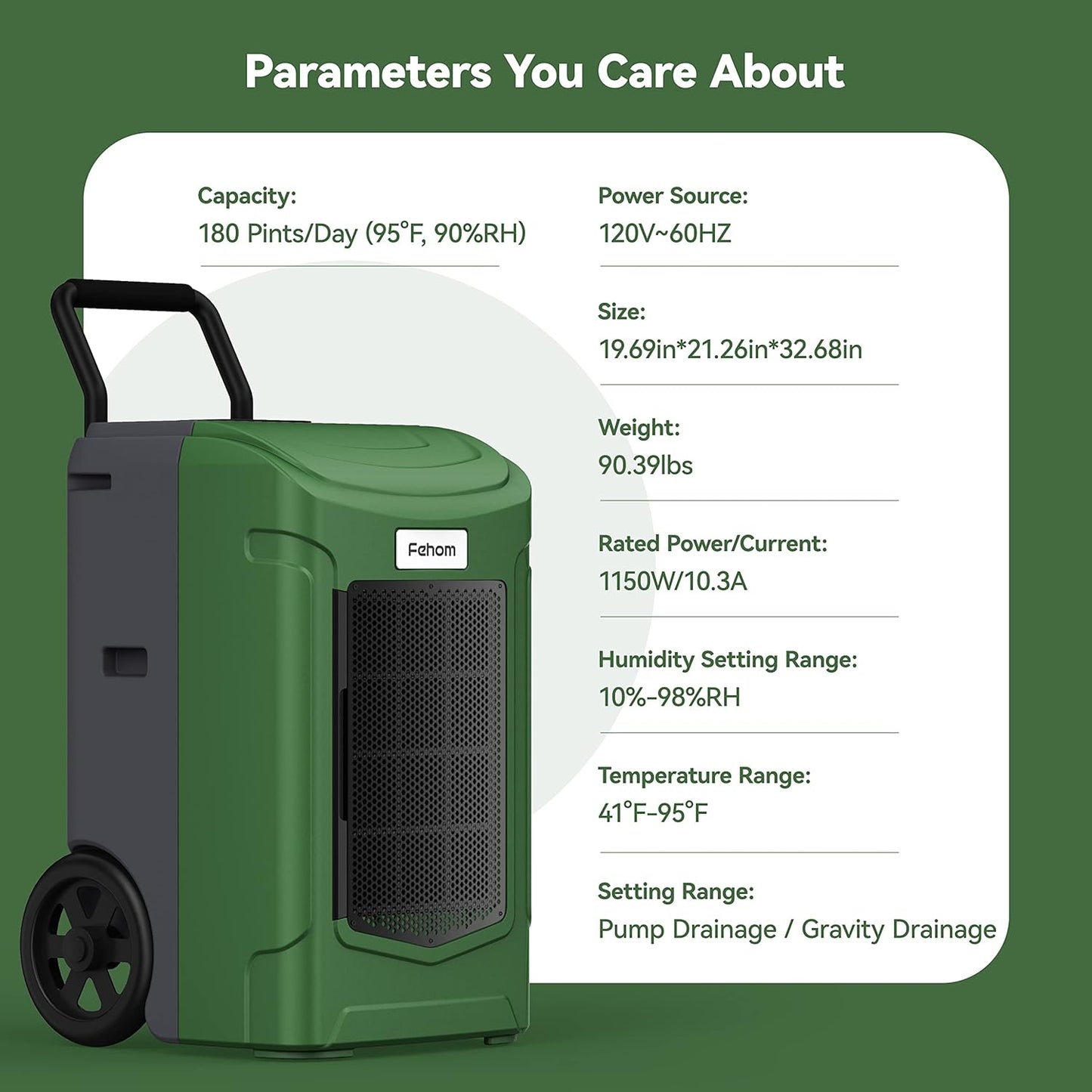 180 Pints Commercial Dehumidifier with Pump for Space up to 7,000 Sq. Ft (Model: PDGT701BE)