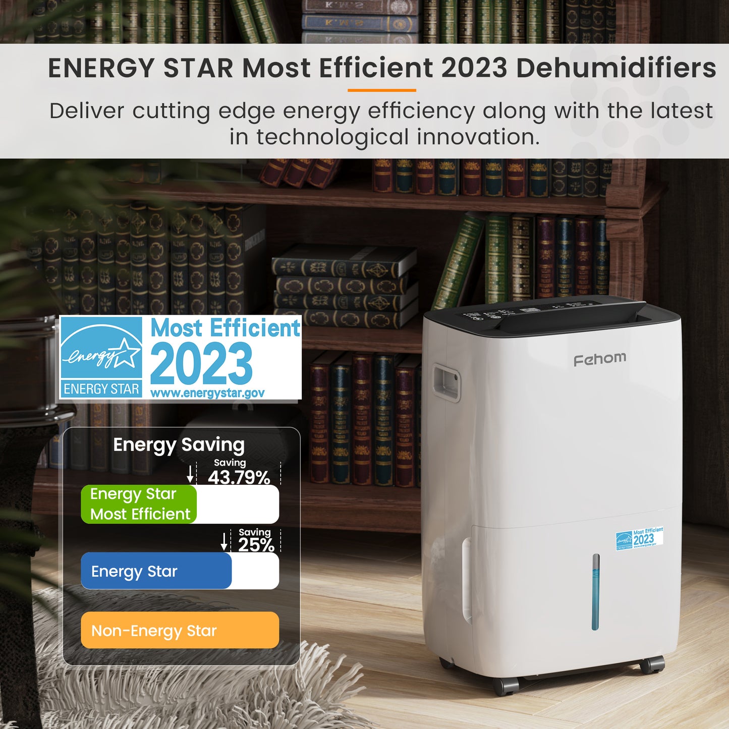 Fehom 150 Pints Dehumidifier with Pump Most Efficient 2023 Energy Star - 7000 Sq. Ft Dehumidifier for Basement with Drain Hose and 1.85 Gal Water Tank, Smart Dehumidifiers for Large Rooms(Model: JD026L-150PM)