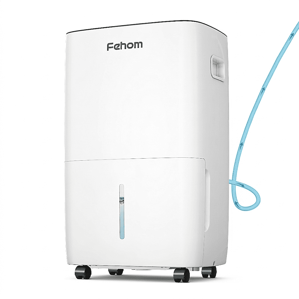 Fehom 150 Pints Dehumidifier with Pump - 7000 Sq. Ft Dehumidifier for Basement with Drain Hose and 1.85 Gal Water Tank, Smart Dehumidifiers for Large Rooms(Model: JD026L-150PM)