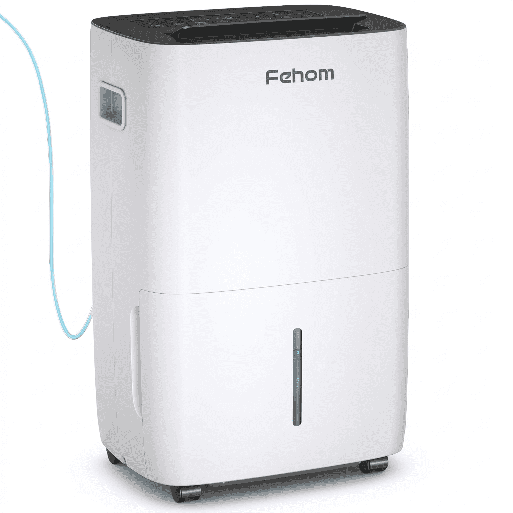 Fehom 150 Pints Dehumidifier with Pump - 7000 Sq. Ft Dehumidifier for Basement with Drain Hose and 1.85 Gal Water Tank, Smart Dehumidifiers for Large Rooms(Model: JD026L-150PM)